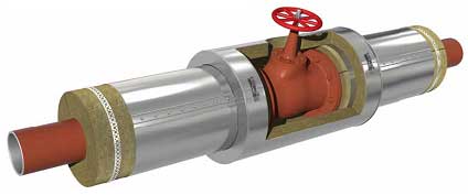 Изоляция фланцевой арматуры навивными цилиндрами РОКВУЛ